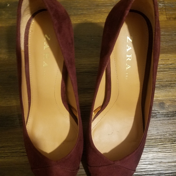 Zara trf burgundy suede heels - Picture 7 of 8